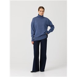 Водолазка вязаная синяя с длинными рукавами