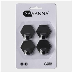 Крючки самоклеящиеся SAVANNA Black Loft, 4 шт., металл, грань 2 см, чёрные