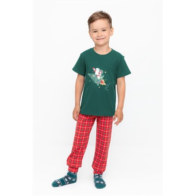Пижама тем.зеленый, клетка Crockid