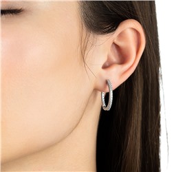 Серьги с фианитом родированные серебро 925*