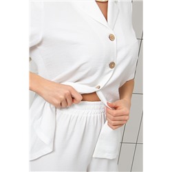 Костюм льняной с брюками белого цвета Стелла №4