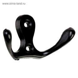 Крючок мебельный ТУНДРА TKd=003, двухрожковый, черный, 5 шт. TMP
