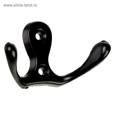 Крючок мебельный ТУНДРА TKd=003, двухрожковый, черный, 5 шт. TMP