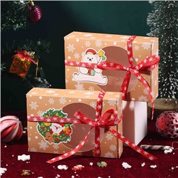 Набор из 4 подарочных складных коробок с прозрачным окошком + 4 ленты. Размер: 18*12*5 см.