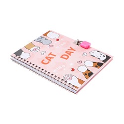 Записная книжка подарочная, 45 листов, линия, на замке, на гребне, Лапки (17,8х13см)