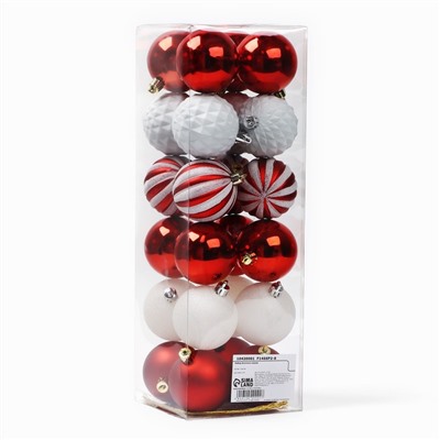 Ёлочные игрушки, шары новогодние, украшение на Новый год, d=6 см, 24 шт., цвет белый и бордовый