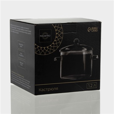 Кастрюля Magistro «Лия», 1.2 л, 20×14 см, жаропрочное стекло, прозрачная