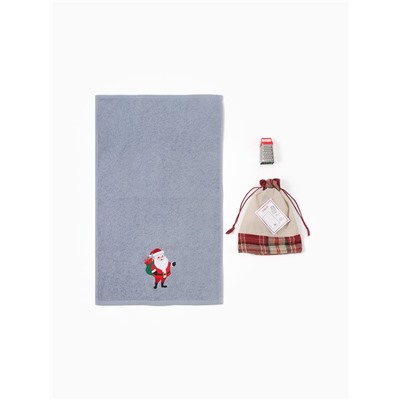 Набор в мешочке «Этель. Дедушка Мороз»: полотенце 35×60 см, тёрка 7.7×3.7×3 см