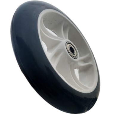 Колесо PU для самоката, обод пластиковый 200/40/28 мм с 2 подшипниками ABEC-7 /уп 30/ черное-белое