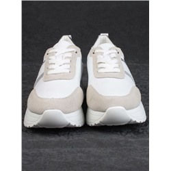 05-PDE40-2 WHITE/BEIGE Кроссовки женские (натуральная кожа, натуральная замша)