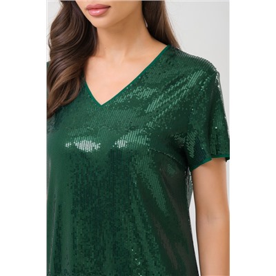 Платье короткое зелёное с пайетками