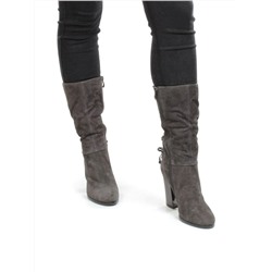 02-YF189-201M DK.GREY Полусапоги зимние женские (натуральная замша, натуральный мех (еврозима))