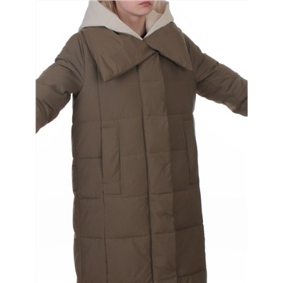 A610 DK. GREEN (KHAKI) Пальто зимнее женское со съемным жилетом (200 гр. био-пух)
