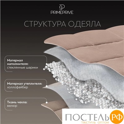 PRIME PRIVE МИНКИ беж Одеяло утяжеленное 140x205, 1пр., велюр/плстр/стекл.гранулы; 5,4 кг