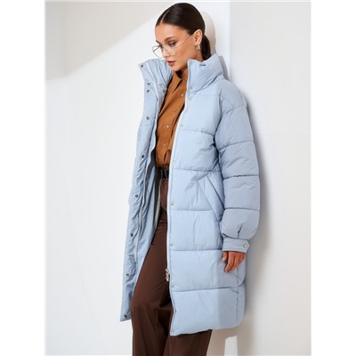 Пуховик женский серо-голубой