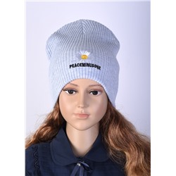 54  Шапка "Ромашка" двойная Голубой/шт