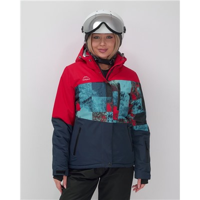 Горнолыжный костюм женский зимний красного цвета 02395Kr