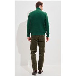 Джемпер мужской с воротом на молнии  F310-0515 тёмно-зелёный