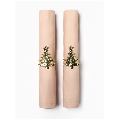 Набор салфеток сервировочных «Этель. Праздничный стол», 40×40 см - 2 шт., с декоративными кольцами, 100% хлопок