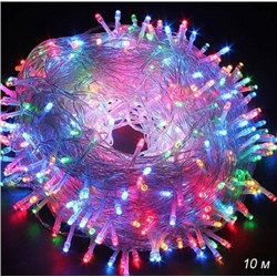Гирлянда светодиодная Шнур 10 м, 100 LED 8 режимов разноцветный / GN32 /уп 100/коробка