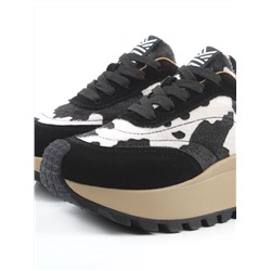 04-PDH362-3 BLACK Кроссовки демисезонные женские (натуральная замша, натуральная кожа)