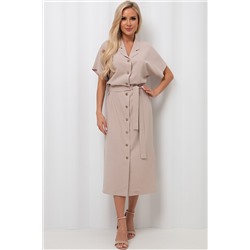 Платье-рубашка льняное светло-бежевого цвета с поясом Амира №2
