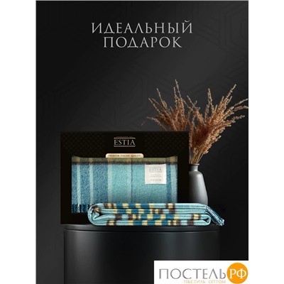 Estia  ФОРДЖА Плед син-зел 150х200/10х2 см, 1 пр, 100% шерсть , 350 гр/м2