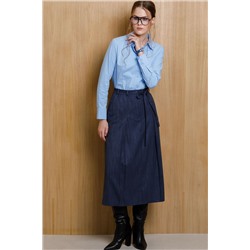 Юбка тёмно-синяя с поясом
