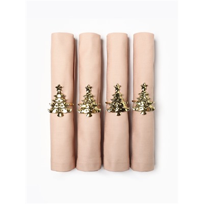 Набор салфеток сервировочных «Этель. Праздничный стол», 40×40 см - 4 шт., с декоративными кольцами, 100% хлопок