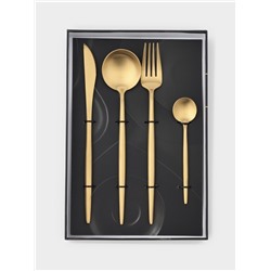 Столовые приборы Magistro «Фолк», 4 предмета, нержавеющая сталь, золотистые