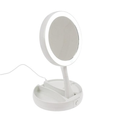 Зеркало Luazon KZ-09, подсветка, настольное, 30×16×16 см, увеличение х 10, USB, белое