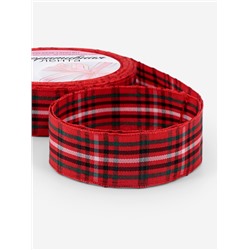 Лента новогодняя, декоративная «Крупная клетка», 25 мм, 9±0.5 м, красная