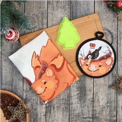 Набор подарочный «Этель. Китайский дракон»: кухонное полотенце 40×73 см, прихватка 17×17 см, хлопок