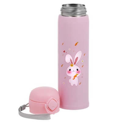 Термос детский «Кролик», 450 мл, сохраняет тепло до 8 ч, нержавеющая сталь, розовый