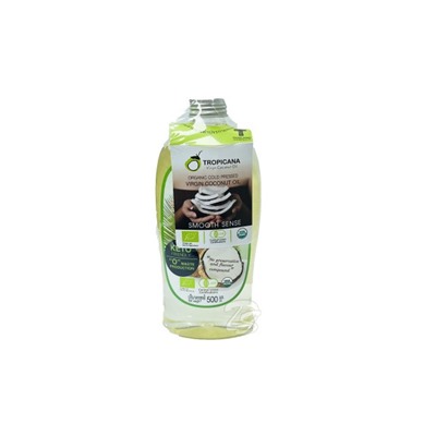 Натуральное 100% кокосовое масло холодного отжима от Tropicana Oil 500 мл, Natural Coconut Oil 100%
