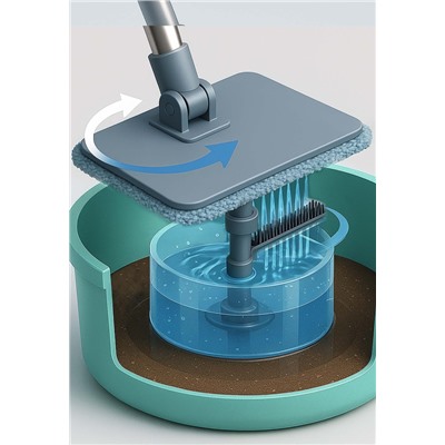 Швабра с системой очистки воды и отжимом