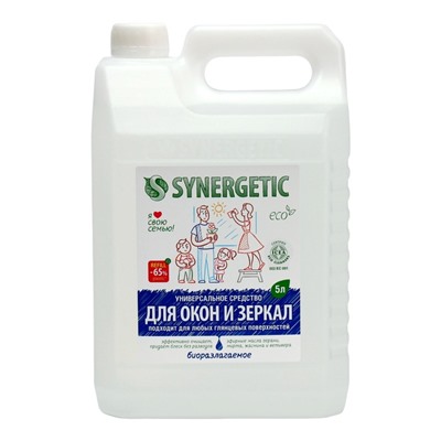 Средство моющее "Synergetic", для окон и зеркал, 5 л