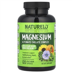 NATURELO, хелат глицината магния, 200 мг, 120 вегетарианских капсул
