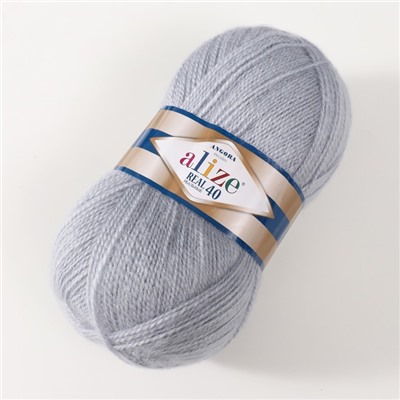 Пряжа для вязания спицами, крючком ALIZE, Angora real 40, 60% акрил, 40% шерсть, 430 м/100 г, (21 серый)