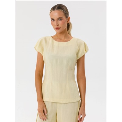 Блузка со спущенным плечом в цвете лайм