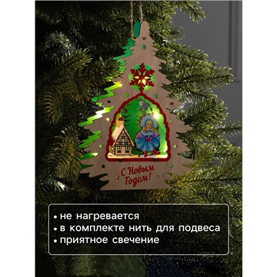 Подвеска световая «Снегурочка», 16×3x22.5 см, 6 LED, от батареек, свечение тёплое белое