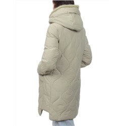 310 OLIVE Пальто зимнее стеганое женское (200 гр. холлофайбер, натуральная норка)