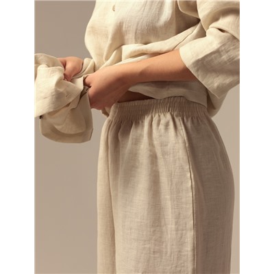 Пижама женская (рубашка, брюки) SL HOME Linen, молочная