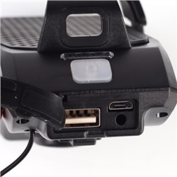 Фонарь передний COMIRON "HOLDER" ABS, IPX5; 3*T6 LED, 400lm 4800mAh USB индикатор заряда POWER BANK сигнал 130Дб крепление смартфона чёрный /уп 20/80/