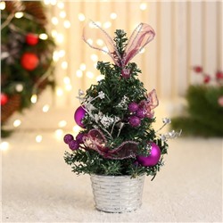 Искусственная ёлка настольная «Зимнее волшебство. Праздничная», бантик шары, 10×17 см, ПВХ ветки отгибаются