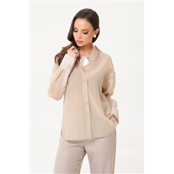 Блузка бежевая из органзы с эффектом креш