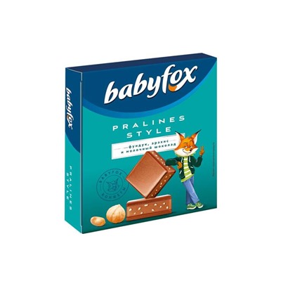 «BabyFox», шоколадные конфеты  Pralines Style фундук, арахис и молочный шоколад, 90 г