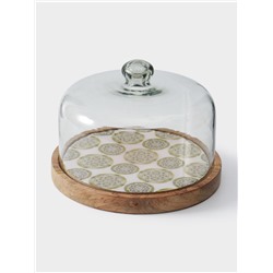 Клош стеклянный, 24×24×18.5 см, дерево