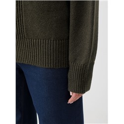 Джемпер вязаный тёмно-оливковый