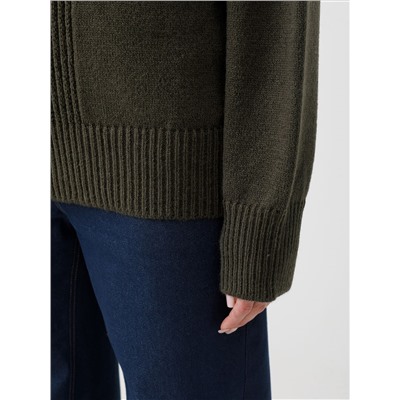 Джемпер вязаный тёмно-оливковый